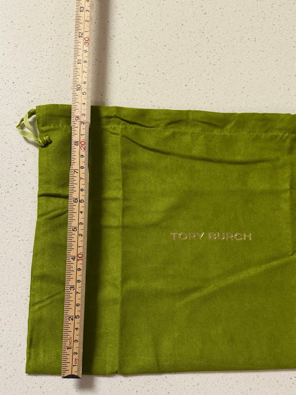 Tory Burch Olive Suede Logo Dust Pouch. Brand new. Measurements in pictures. - Picture 2 of 7